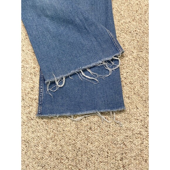 4 Zara Wide Leg High Waist Crop Denim Jeans Raw Hem - Picture 6 of 9